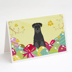 Easter Eggs Standard Schnauzer Black Greeting Cards and Envelopes Pack of 8
