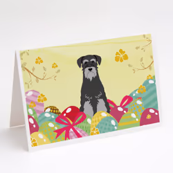Easter Eggs Standard Schnauzer Black Grey Greeting Cards and Envelopes Pack of 8
