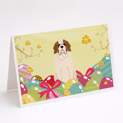 Easter Eggs Saint Bernard Greeting Cards and Envelopes Pack of 8