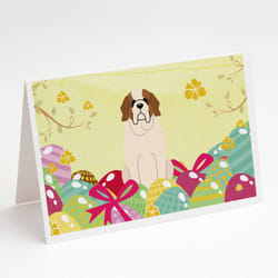 Easter Eggs Saint Bernard Greeting Cards and Envelopes Pack of 8