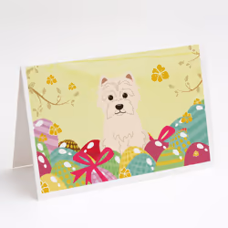 Easter Eggs Westie Greeting Cards and Envelopes Pack of 8