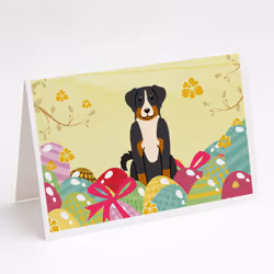 Easter Eggs Appenzeller Sennenhund Greeting Cards and Envelopes Pack of 8