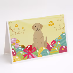 Easter Eggs Yellow Labrador Greeting Cards and Envelopes Pack of 8