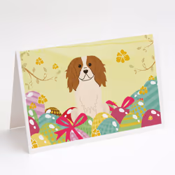 Easter Eggs Cavalier Spaniel Greeting Cards and Envelopes Pack of 8