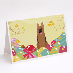 Easter Eggs German Shepherd Greeting Cards and Envelopes Pack of 8
