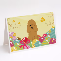 Easter Eggs Poodle Tan Greeting Cards and Envelopes Pack of 8