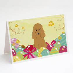 Easter Eggs Poodle Tan Greeting Cards and Envelopes Pack of 8