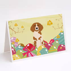 Easter Eggs Brittany Spaniel Greeting Cards and Envelopes Pack of 8