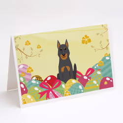 Easter Eggs Beauce Shepherd Dog Greeting Cards and Envelopes Pack of 8