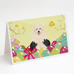 Easter Eggs Old English Sheepdog Greeting Cards and Envelopes Pack of 8