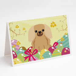 Easter Eggs Pekingese Fawn Sable Greeting Cards and Envelopes Pack of 8