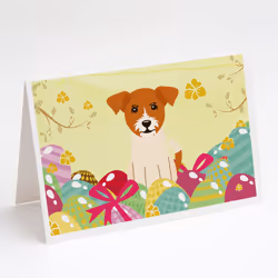 Easter Eggs Jack Russell Terrier Greeting Cards and Envelopes Pack of 8