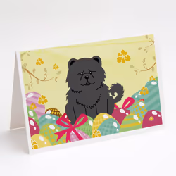 Easter Eggs Chow Chow Black Greeting Cards and Envelopes Pack of 8