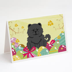 Easter Eggs Chow Chow Black Greeting Cards and Envelopes Pack of 8