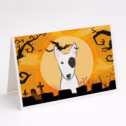 Halloween Bull Terrier Greeting Cards and Envelopes Pack of 8