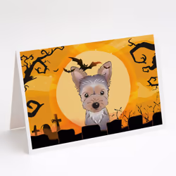 Halloween Yorkie Puppy Greeting Cards and Envelopes Pack of 8