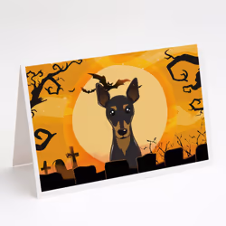 Halloween Min Pin Greeting Cards and Envelopes Pack of 8
