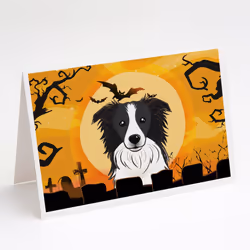 Halloween Border Collie Greeting Cards and Envelopes Pack of 8