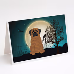 Halloween Scary Mastiff Brindle Greeting Cards and Envelopes Pack of 8
