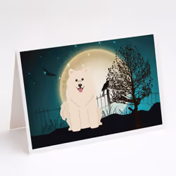 Halloween Scary Samoyed Greeting Cards and Envelopes Pack of 8