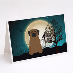 Halloween Scary Bullmastiff Greeting Cards and Envelopes Pack of 8