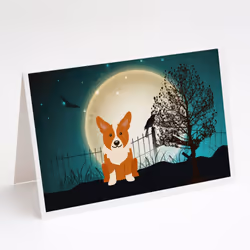 Halloween Scary Corgi Greeting Cards and Envelopes Pack of 8