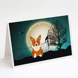 Halloween Scary Corgi Greeting Cards and Envelopes Pack of 8