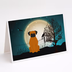 Halloween Scary Fawn Boxer Greeting Cards and Envelopes Pack of 8