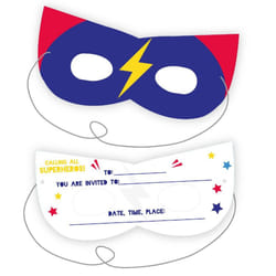 8 Superhero Invitations & Envelopes, Superhero Birthday Party Invites, Superhero Masks, Boys Superhero Party, Birthday Invitations