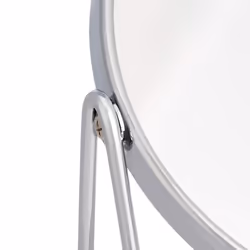 Round Dressing Tabletop Mount Mirror with Rectangle Bamboo Tray --1X/5X Magnification, Silver, 18.3 cm x 8.5 cm (L x W)