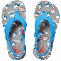 Reef Little Ahi Kids Boys Summer Beach Holiday Pool Slip On Flip Flops Sandals - 2/3K, Grey Blue