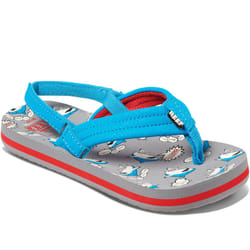 Reef Little Ahi Kids Boys Summer Beach Holiday Pool Slip On Flip Flops Sandals - 6/7K, Grey Blue
