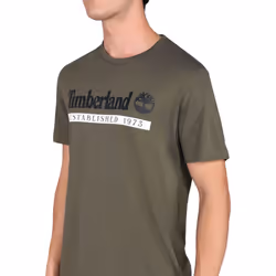 Timberland Mens T Shirts Logo Print Casual Tops - Olive, M