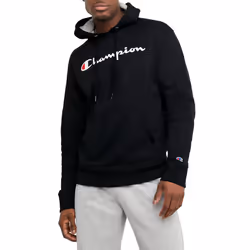 Champion Mens Hoodie Powerblend Fleece Comfortable Sweatshirt Script Logo Athletic-hoodies Black X-Small US