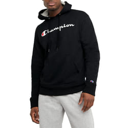 Champion Mens Hoodie  Powerblend  Fleece Comfortable Sweatshirt  Script Logo  Athletic-hoodies  Black   X-Small US