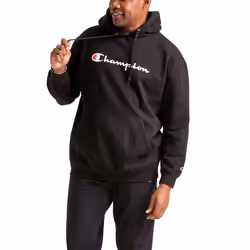Champion Mens Hoodie  Powerblend  Fleece Comfortable Sweatshirt  Script Logo  Athletic-hoodies  Black   X-Small US