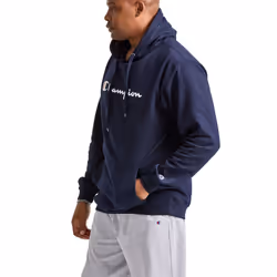 Champion Mens Hoodie  Powerblend  Fleece Comfortable Sweatshirt  Script Logo Reg. Or Big & Tall Athletic-hoodies  Navy Script  X-Small US