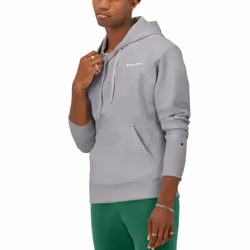 Champion Mens Hoodie  Powerblend  Fleece Pullover  Comfortable Graphic Sweatshirt For Reg. Or Big & Tall Athletic-hoodies  Oxford Gray Small Script  L
