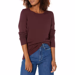 Amazon Essentials Women's Long-Sleeve Lightweight Crewneck Sweater Available in Plus Size Burgundy 1X
