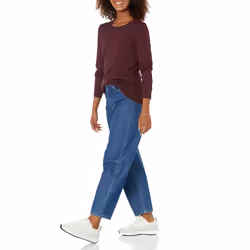 Amazon Essentials Women's Long-Sleeve Lightweight Crewneck Sweater Available in Plus Size  Burgundy  1X