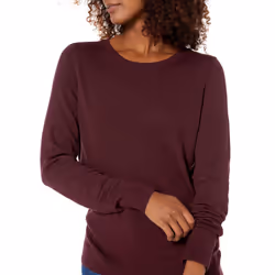 Amazon Essentials Women's Long-Sleeve Lightweight Crewneck Sweater Available in Plus Size  Burgundy  2X