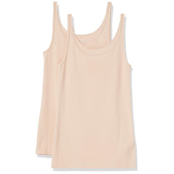 Amazon Essentials Womens Slim-Fit Thin Strap Tank  Pack of 2  Light Beige  Medium