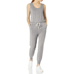 Amazon Essentials Womens Studio Terry Fleece Jumpsuit Available in Plus Size  Light grey Heather  X-Small