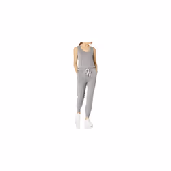 Amazon Essentials Womens Studio Terry Fleece Jumpsuit (Available in Plus Size)  Light grey Heather  Small
