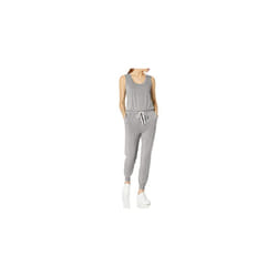 Amazon Essentials Womens Studio Terry Fleece Jumpsuit (Available in Plus Size)  Light grey Heather  Small