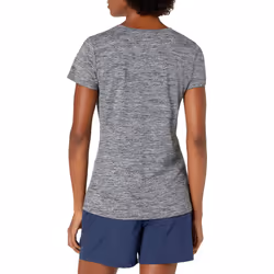 Amazon Essentials Women's Tech Stretch Short-Sleeve Crewneck T-Shirt Available in Plus Size  Pack of 2  Black/Light Pink  Space Dye  Medium