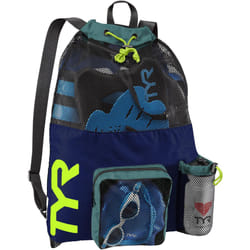 TYR Big Mesh Mummy Backpack for Swim  Gym and Workout Gear  Black  40-Liter Capacity