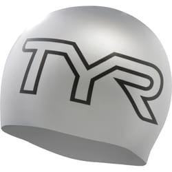 TYR Adult Wrinkle Free Silicone Swim Cap  Silver/Logo