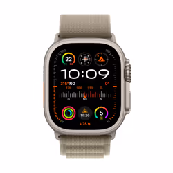 Apple Watch Ultra 2 GPS + Cellular, 49mm Titanium Case w/ Olive Alpine Loop - Medium