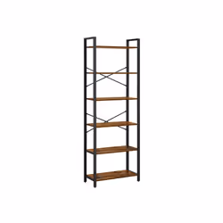 Vasagle LLS062B01, Black, Natural wood, 6 shelves, Steel, Particle board, Matt, Black